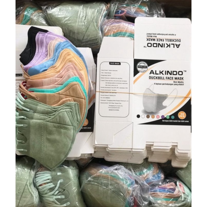 DUCKBILL ALKINDO ORIGINAL MIX CAMPUR 10 WARNA HITAM PUTIH ABU CERAH SALEM ISI 50 PCS