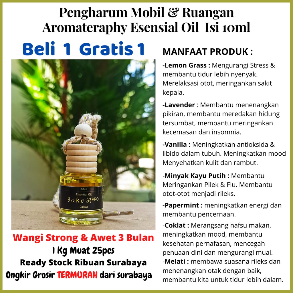 (2 PCS) PARFUM GANTUNG ESSENTIAL OIL 10ML