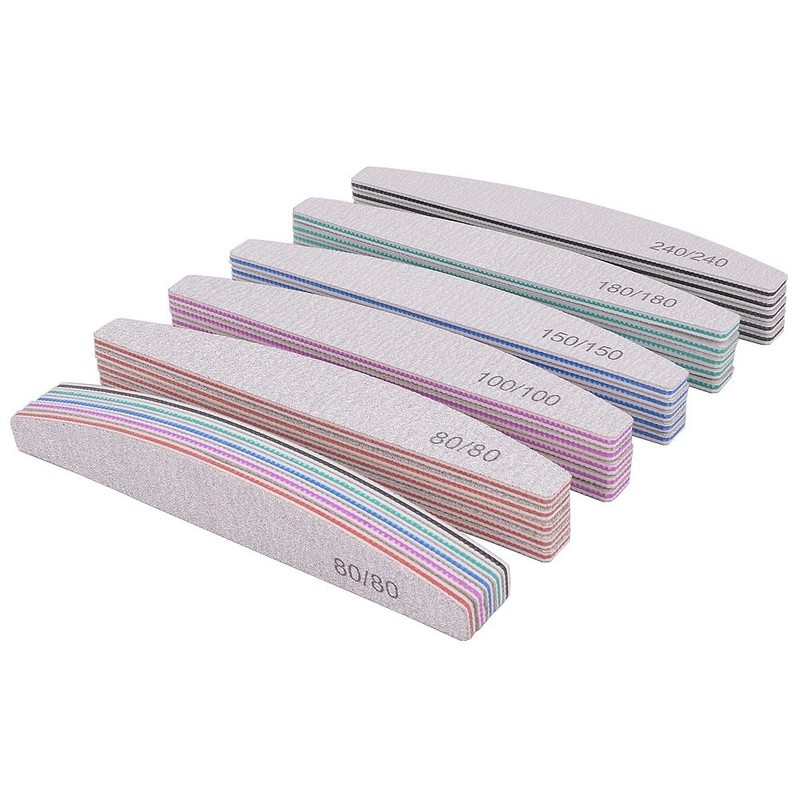 1pc Kikir Kuku Profesional 80 / 100 / 150 / 180 / 240 Grit Bentuk Bulan Setengah Untuk Nail Art Diy