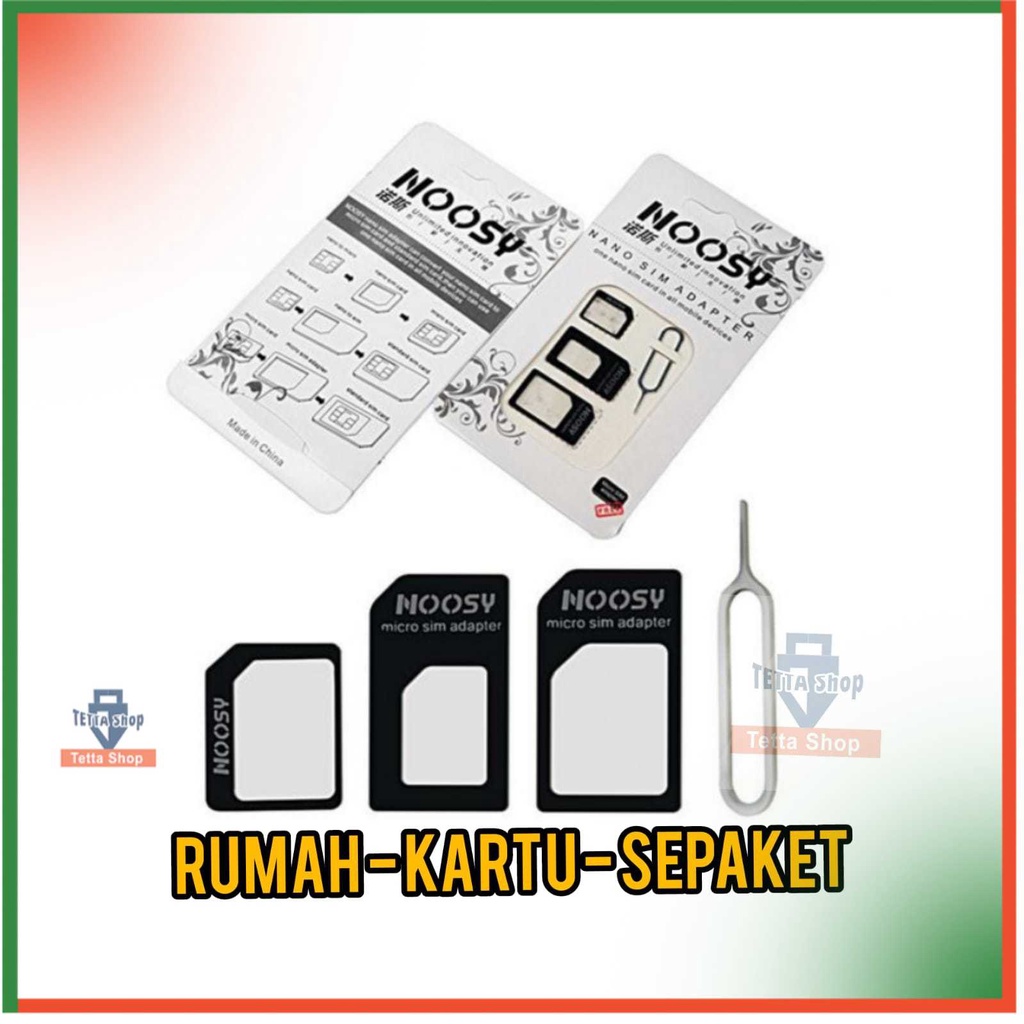 NOOSY NANO SIM CARD ADAPTER Rumah Kartu 3 In 1 Nano Micro Macro Coverter Simcard Sepaket Tusuk Kartu Injector