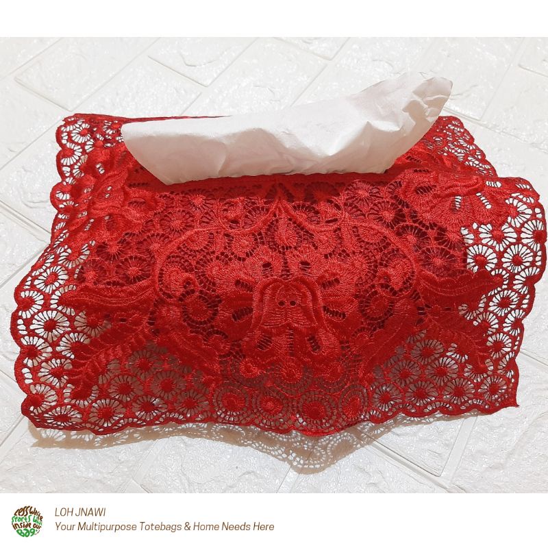 Sarung Tisu Cover Tissue Bordir Bunga Kerancang Mewah Premium Impor
