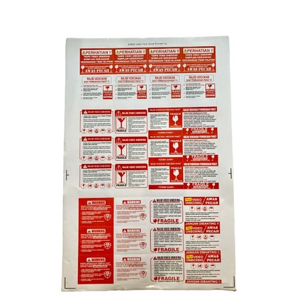 Sticker Label Unboxing Paket Fragile Bahan Vinyl Anti Air dan Stiker Kromo Per lembar