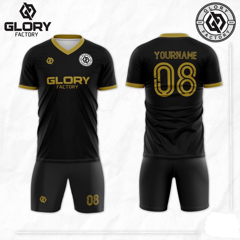 Jersey Futsal Sablon Polyplex Hitam Gold Bahan Premium Dryfit Nyaman Dipakai