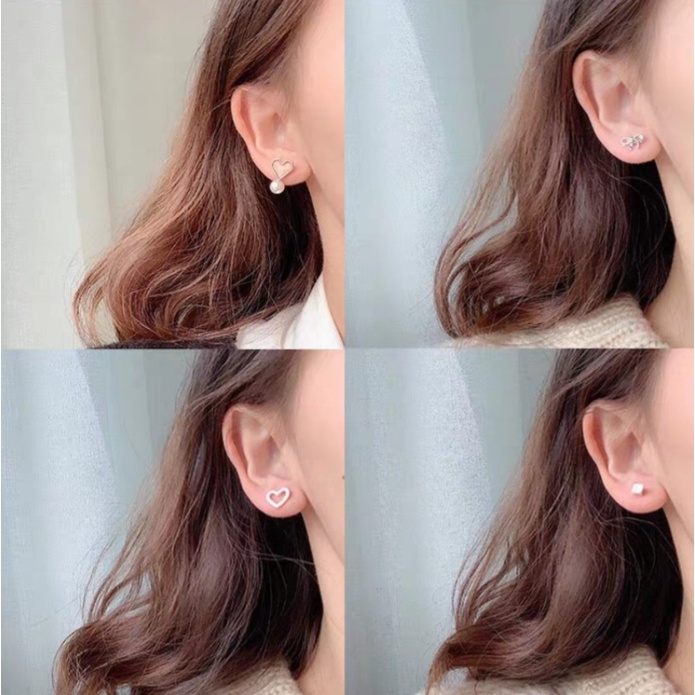 Anting Populer Ala Korea Aksesoris Wanita 1 Set Lucu Simple Earing Set Anting Tindik Tusuk