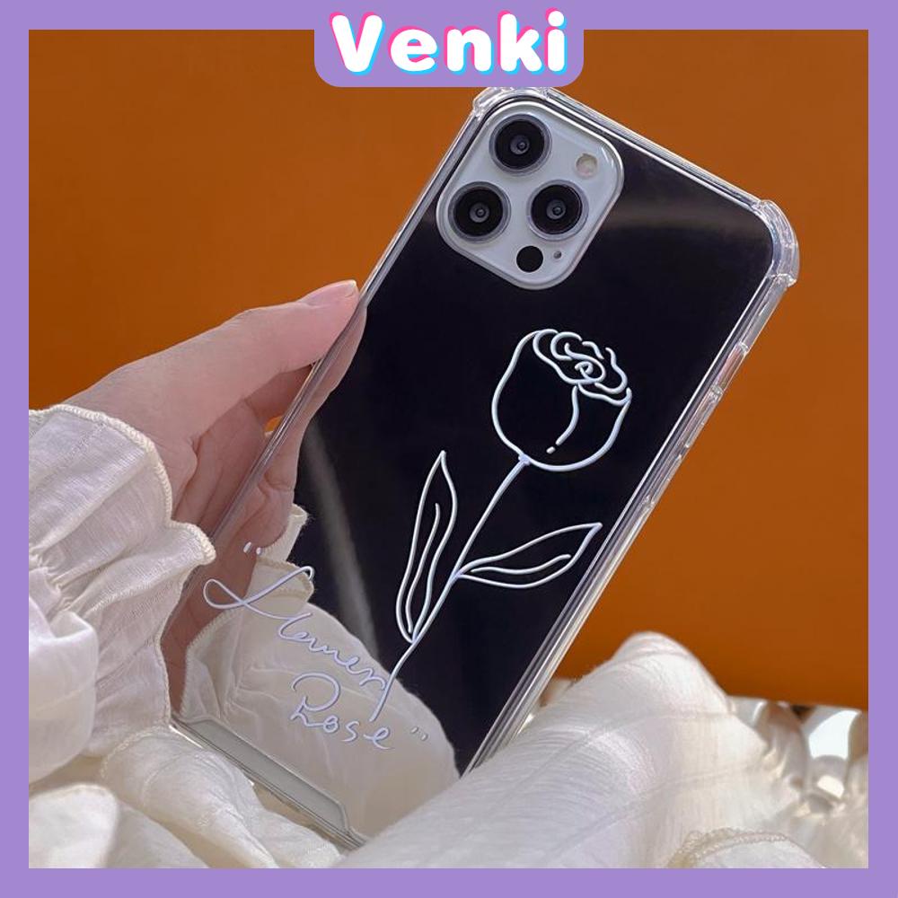 iPhone Case Acrylic Reflective Mirror Airbag Shockproof Protection Camera Lines Rose Simple Compatible with iPhone 11 iPhone 13 Pro Max iPhone 12 Pro Max iPhone 7 Plus iPhone xr