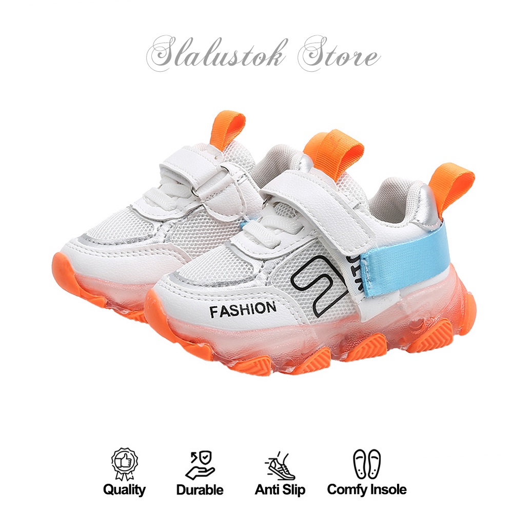 Sepatu Sneaker Anak Perempuan - Sepatu Anak Laki Laki Ultra Light Super LED Sport Import 015 Running Shoes