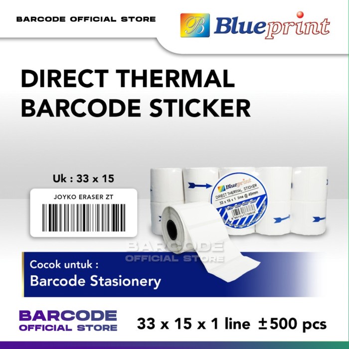 

Stiker Label Printer Bluetooth 33 x 15 mm Thermal 1 Line Diameter 48mm