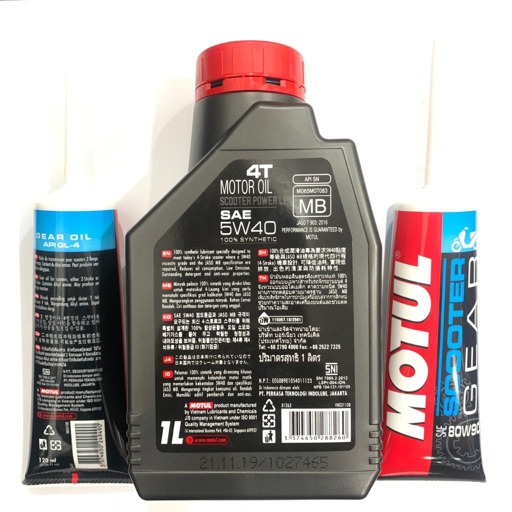 PAKET OLI MOTUL SCOOTER POWER LE 5W40 1 LITER DAN 2 OLI GARDAN ADV PCX