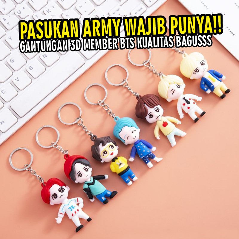 Gantungan bts bt21 boneka karakter lucu army kpop cute imut karet kunci motor mobil hp tas dompet