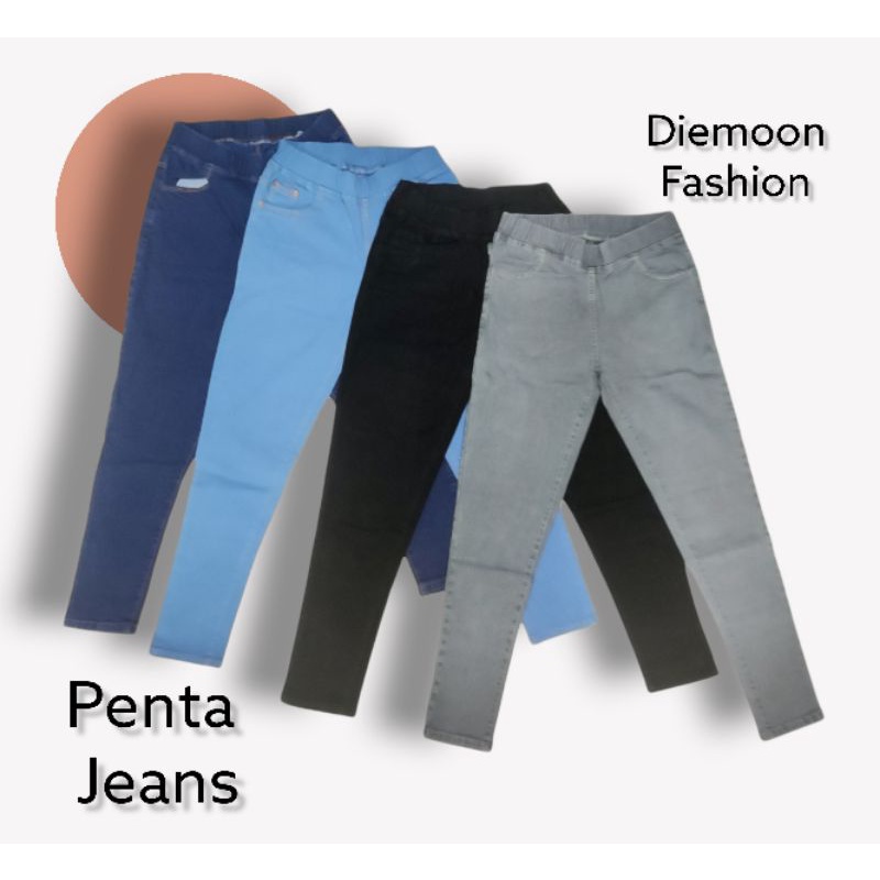 PENTA JEANS !! JEANS POLOS MELAR PINGGANG KARET NYAMAN DIPAKAI