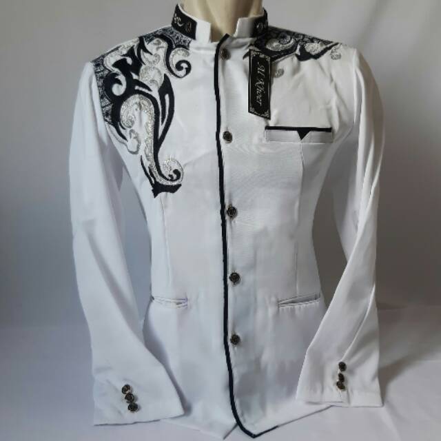 Jasko Dewasa Putih lis hitam bordir Apem