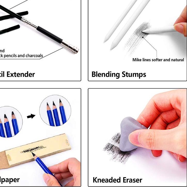 

Paling Sesuai.. 33 Pcs Professional Drawing Sketch Pencil Set Charcoal Eraser Art Painting Kit
