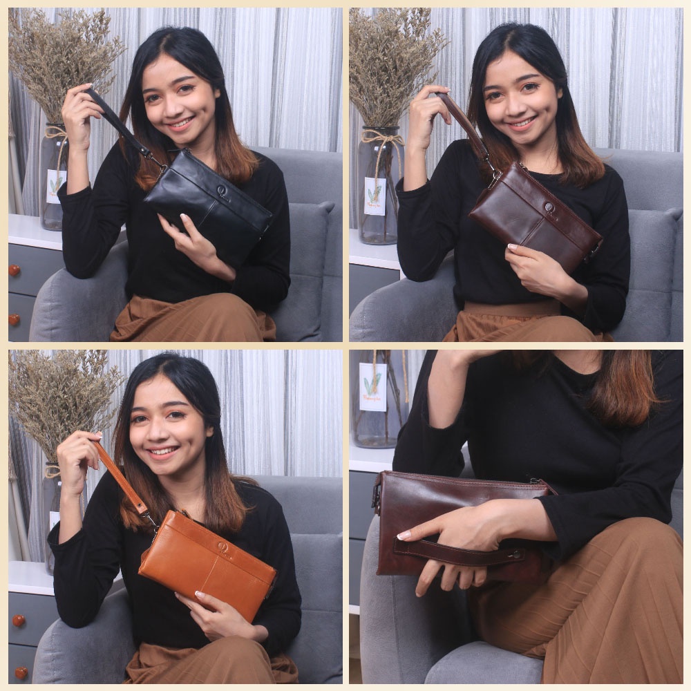 Tas Pouch Bag Clutch Bag Kulit Sapi Asli Pria Wanita Multifungsi HB01 Handbag Pria Wanita Serbaguna Kulit Sapi Asli GARANSI ORIGINAL