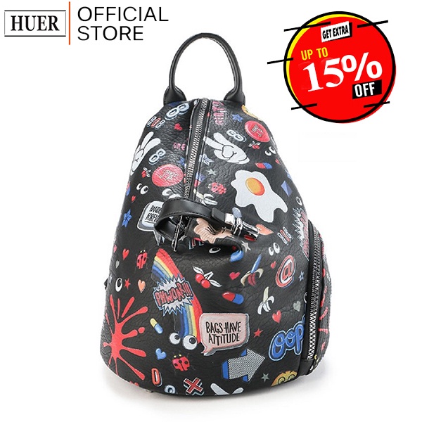 HUER Duerhy Eye Theme Printed Backpack 9454-177Black