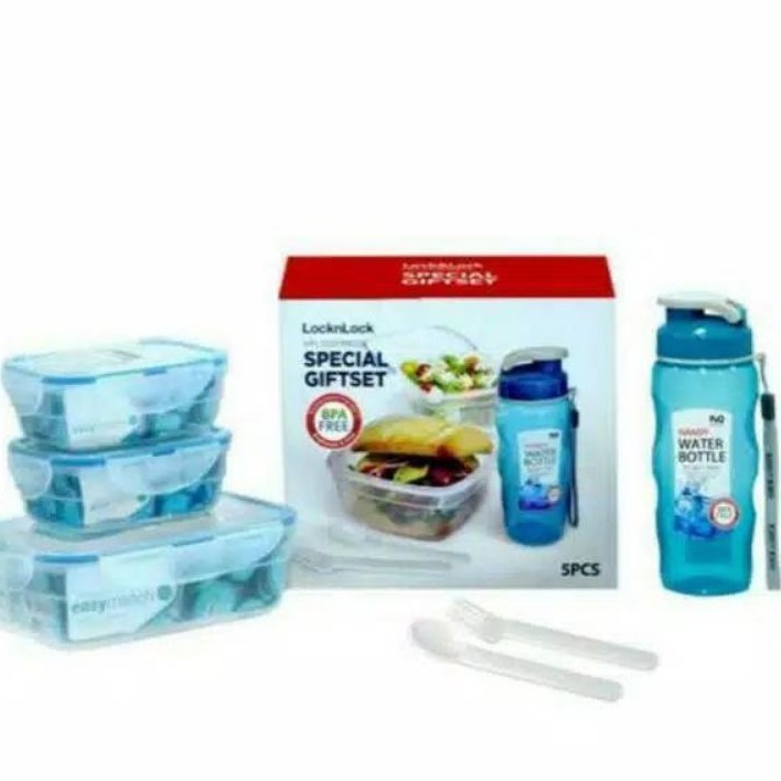 Paling Murah Lock & Lock Hpl310emb5s // Special Gift Set Lunch Time - Tempat Makan 5 Pcs Serbaguna  - Kotak Makan R86dprkIO0QKnl
