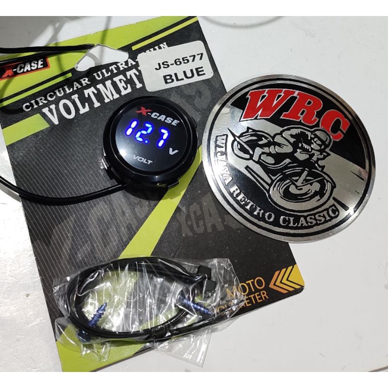 Volt Meter Voltmeter Digital Bulat Ultra Thin X - Case Universal Semua Motor