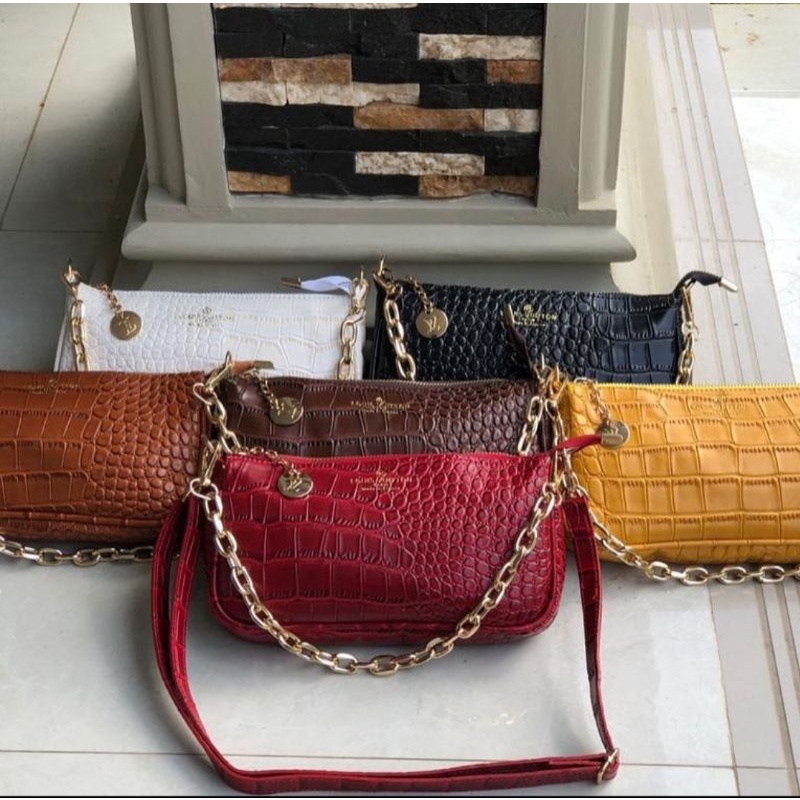 LV pochete chains croco