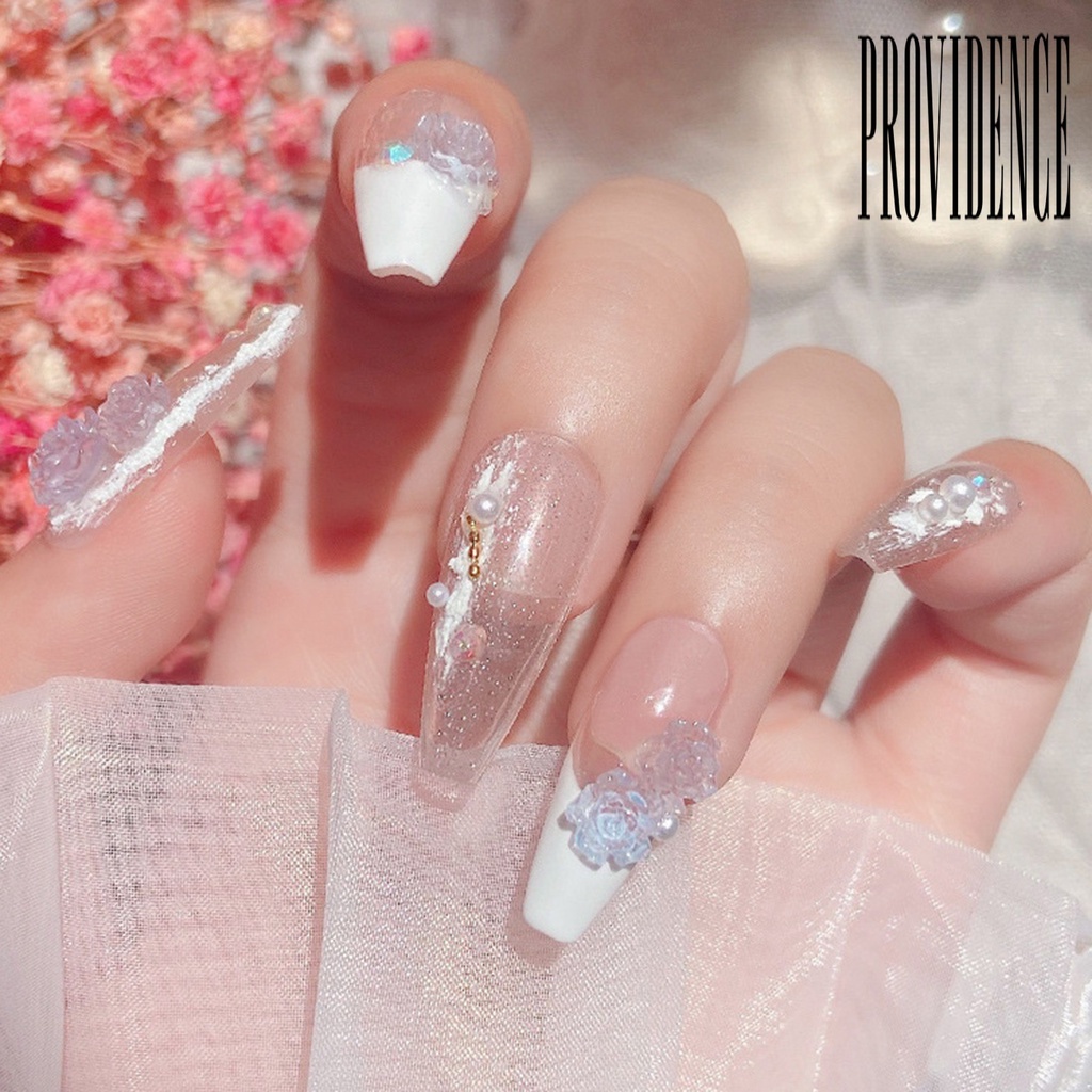 Providence 6 Sekat / Kotak Hiasan Kuku Bentuk Bunga Kamelia / Aurora / Mutiara Putih Untuk Nail Art Wanita