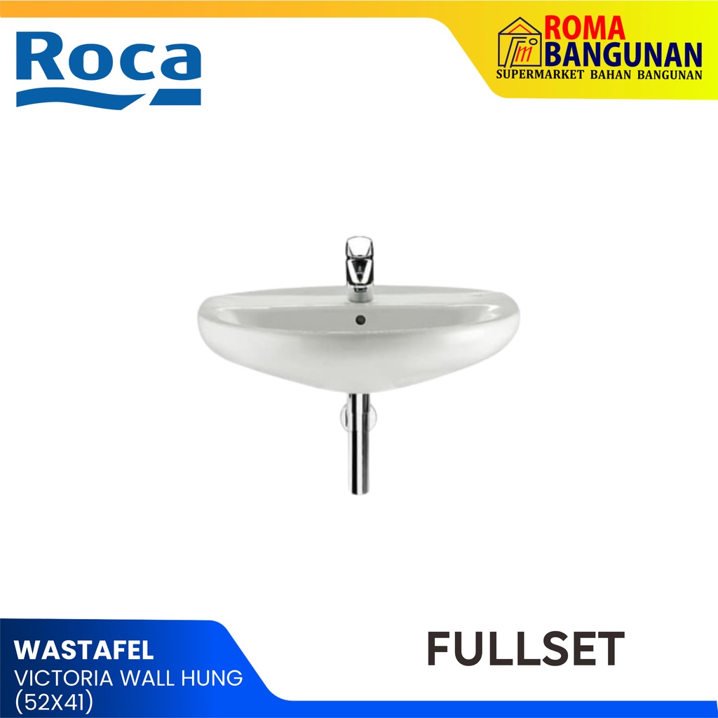 Roca Wastafel Victoria Wall Hung 52x41 Complete Set
