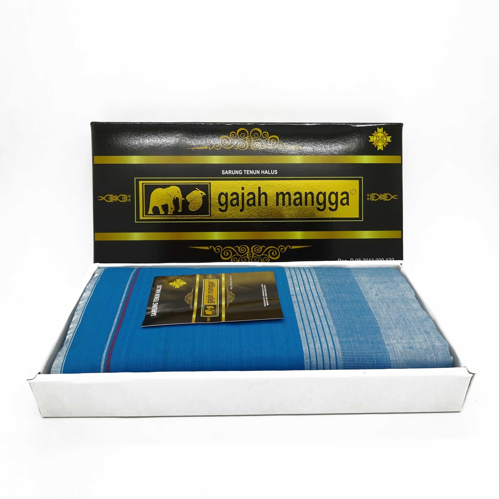 Sarung Tenun Halus Warna Biru Cap Gajah Mangga