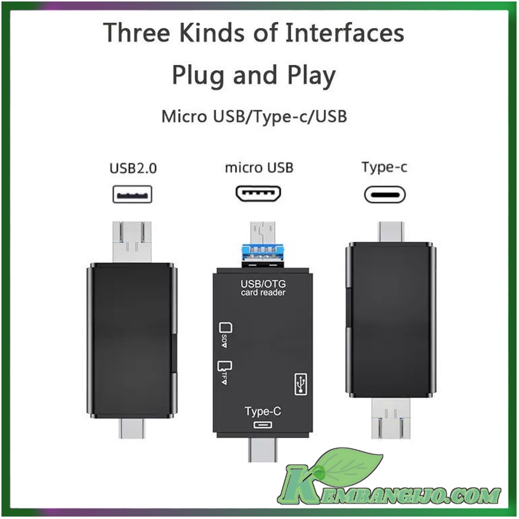 Otg Usb 6 In 1 Micro Usb Type C Card Reader Function Flashdisk Ke Hp Android Original Iphone Dan Lap
