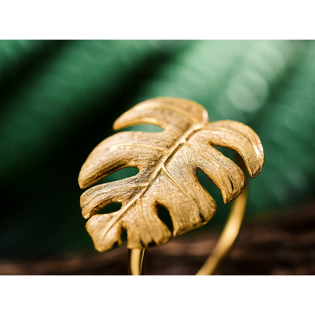 SERI SERI Cincin Wanita Perak 925 Asli Monstera Leaf Sterling Silver Adjustable Ring Daun Monstera