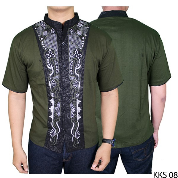 Baju Koko Keren Katun Hijau Lumut – KKS 08