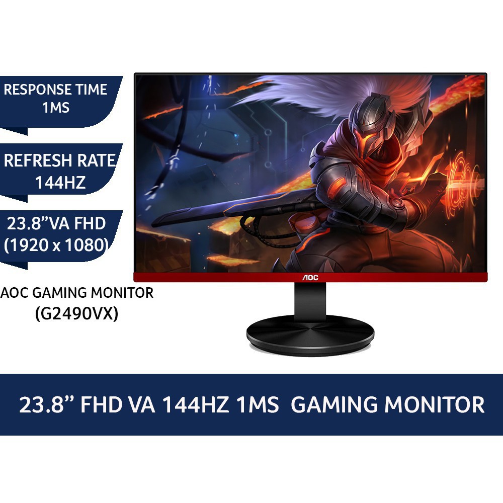 MONITOR LED AOC 23.8&quot; GAMING G2490VX RESOLUSI 1920 x 1080 / 144Hz