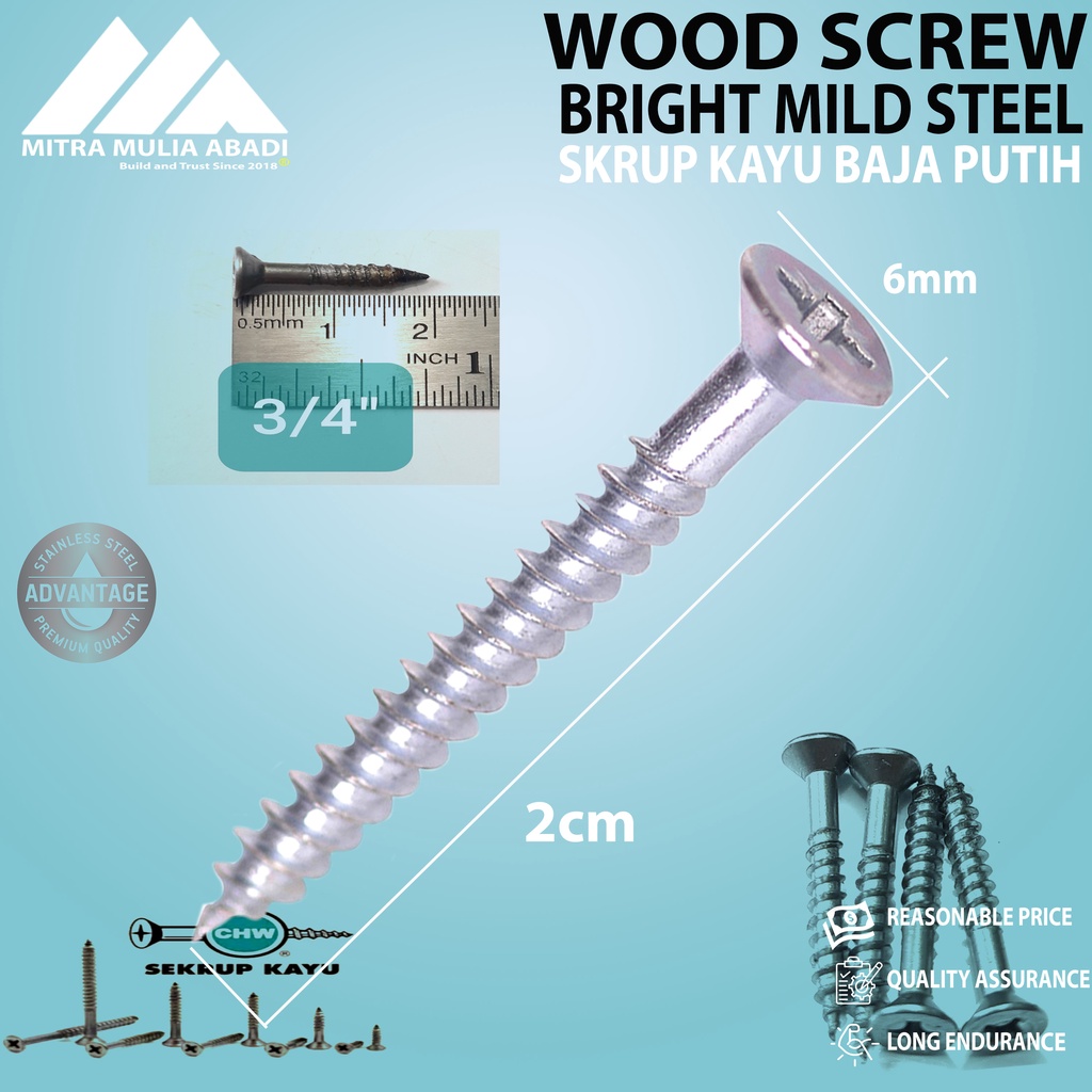 Sekrup Kayu CHW 3/4 inch x 6 / Skrup Wood Screw (A163)