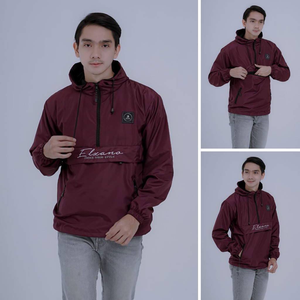 Cougle Man Elzano - Jaket Parasut Pria dan Wanita-Marun