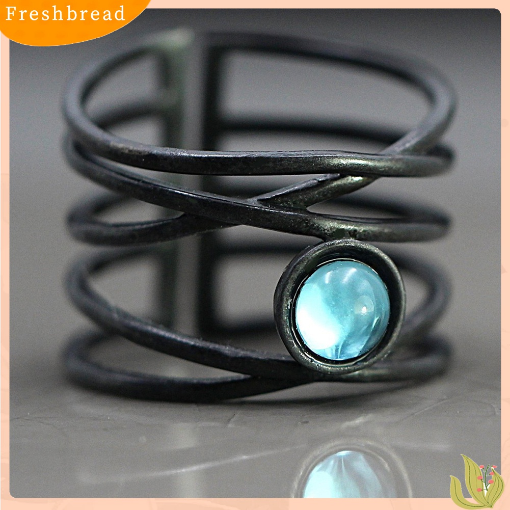 Terlaris Fashion Women Multilayer Faux Moonstone Twisted Open Ended Finger Ring Jewelry