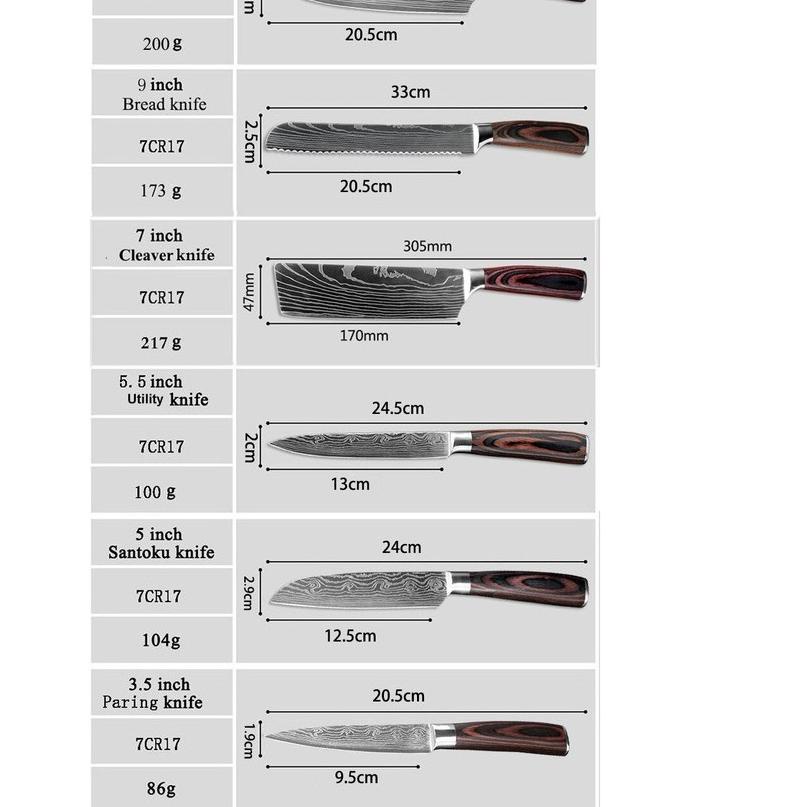 Termurah dan terbaik >> Set Pisau Dapur Damaskus Stainless Tajam Perlengkapan Dapur Chef Profesional