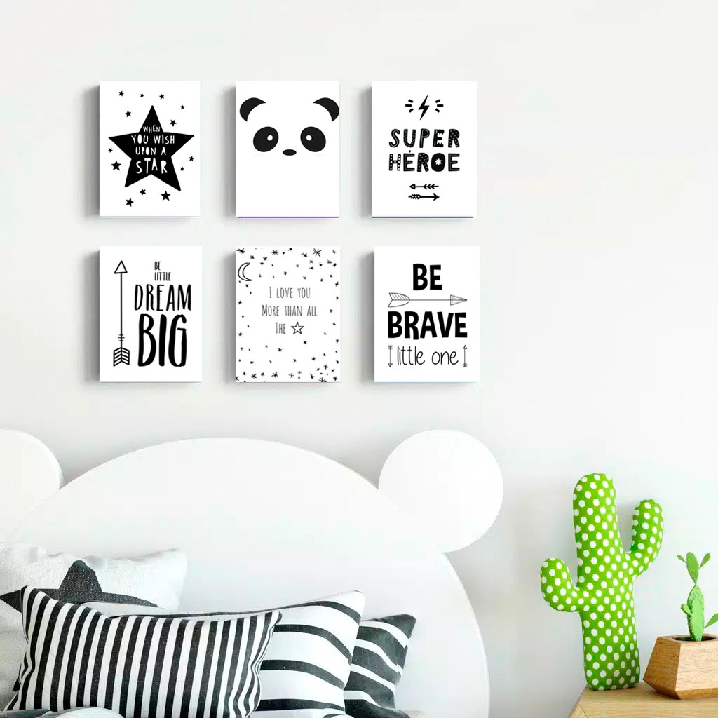 Art Deco Hiasan Dinding Wall Decor Square Poster Kayu Kamar Anak Cowok Black And White Shopee Indonesia