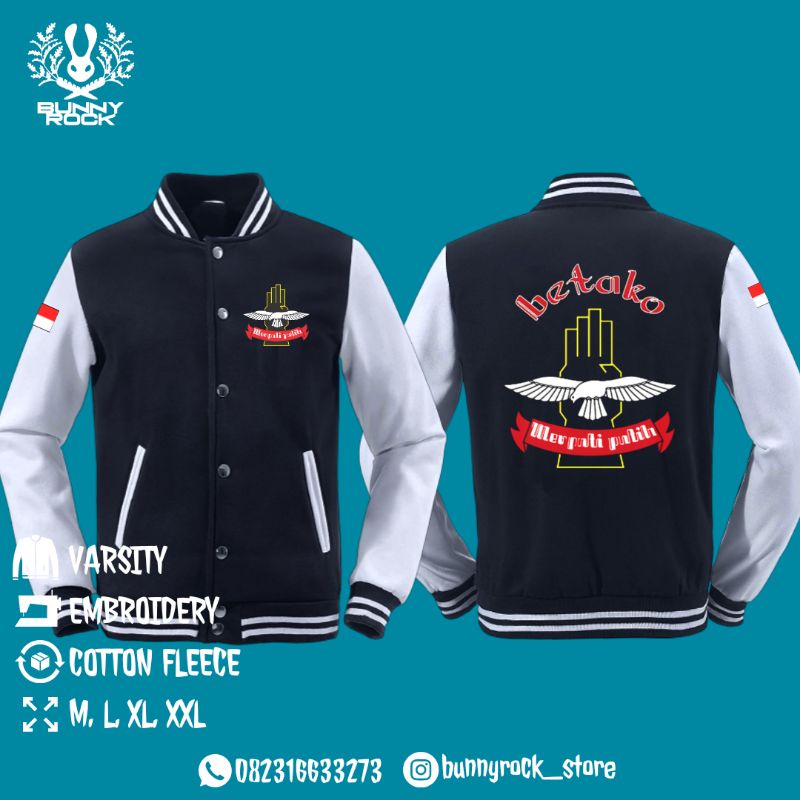 Jaket Varsity Merpati Putih full Bordir