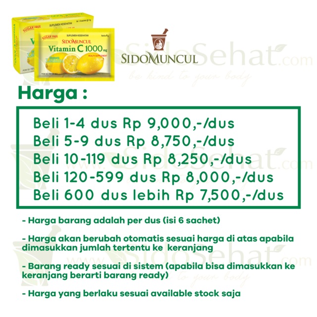 Vitamin C 1000 Mg Sidomuncul Memelihara Daya Tahan Tubuh Shopee Indonesia