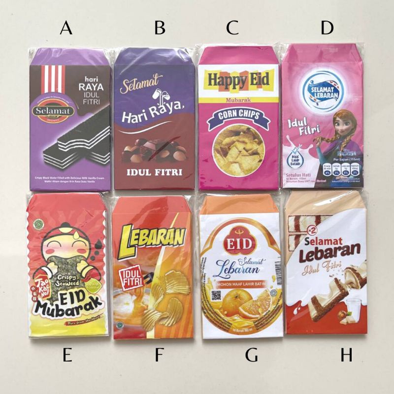 

AMPLOP LEBARAN HARI RAYA IDUL FITRI LUCU MOTIF SNACK UNIK