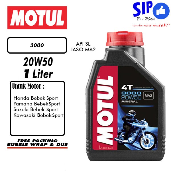 OLI MOTUL 3000 PLUS 20W50 1 L HC TECH Untuk motor bebek/sport