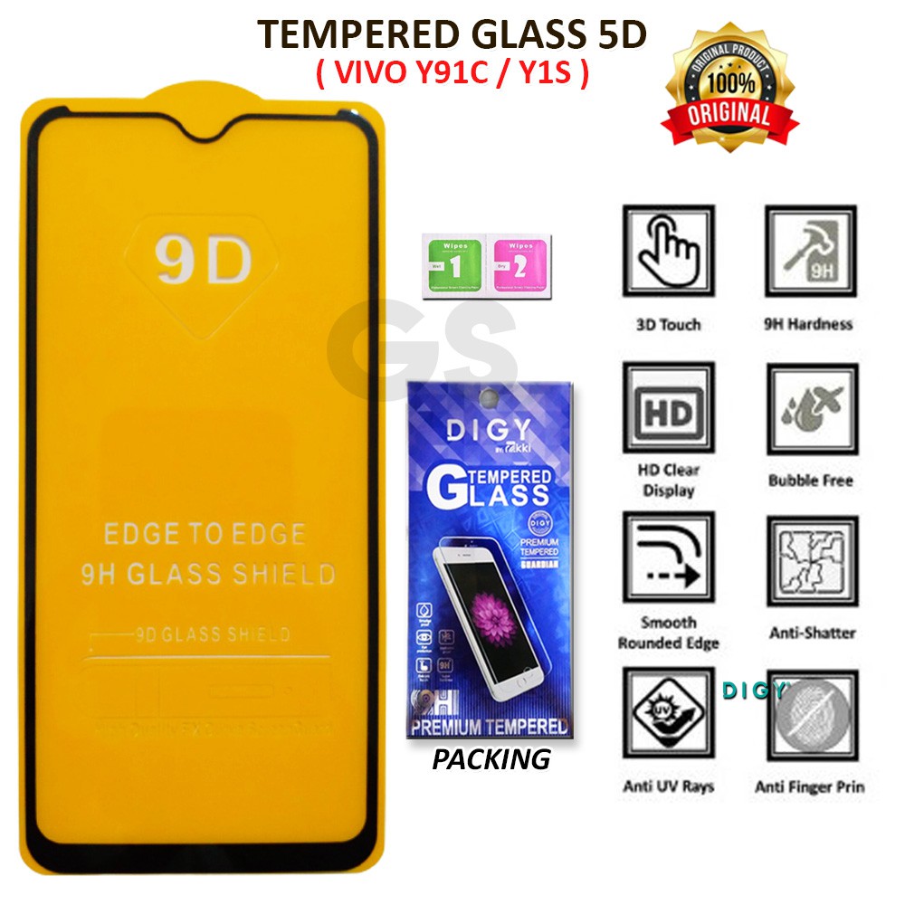 Tempered Glass 5D 10D FULL RAKKI FOR VIVO Y19 Y30 Y50 Y70S Y91 Y95 Y91C Y93 V19 V17 Z3i