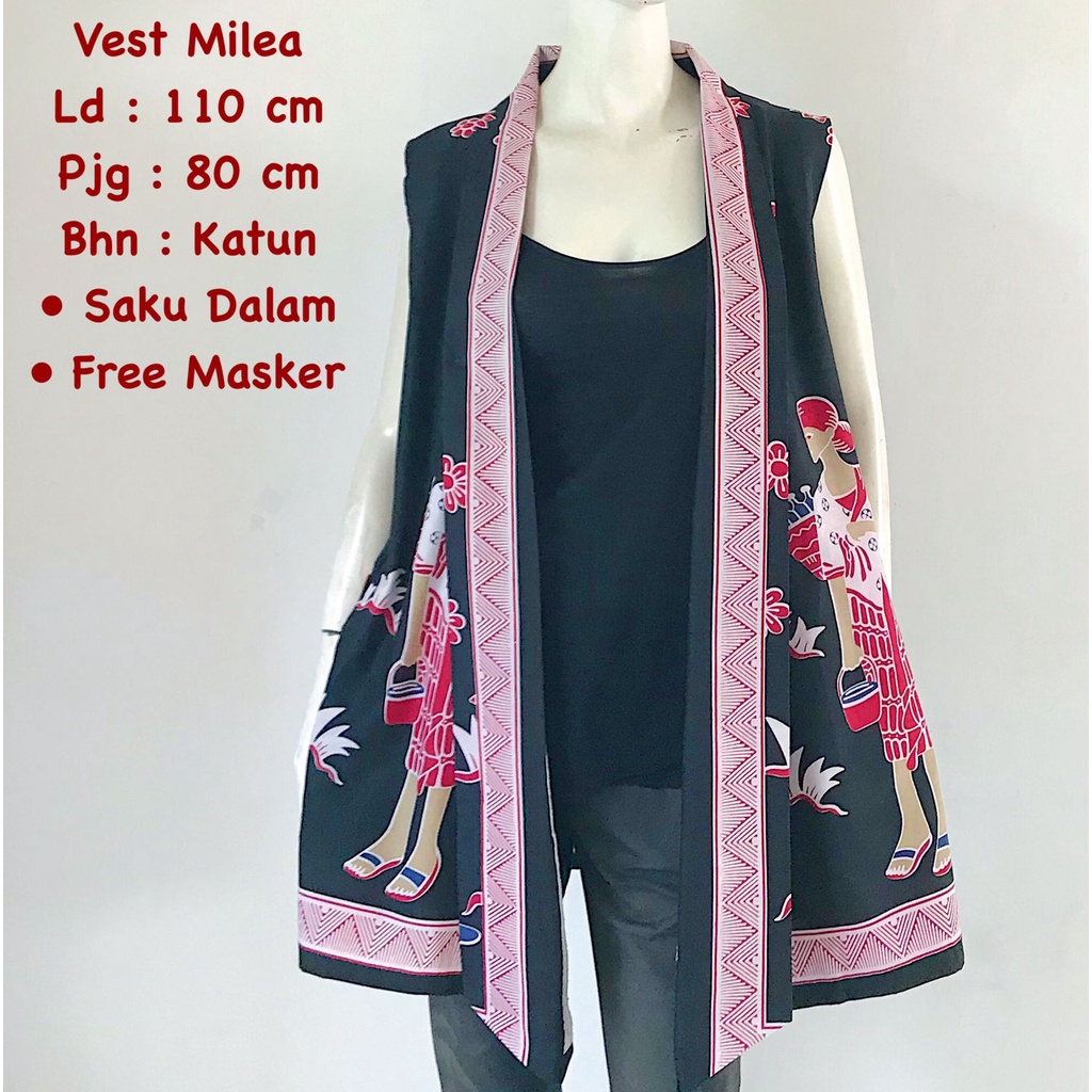 Vest Milea karakter jamu  batik solo vest tremdy outer