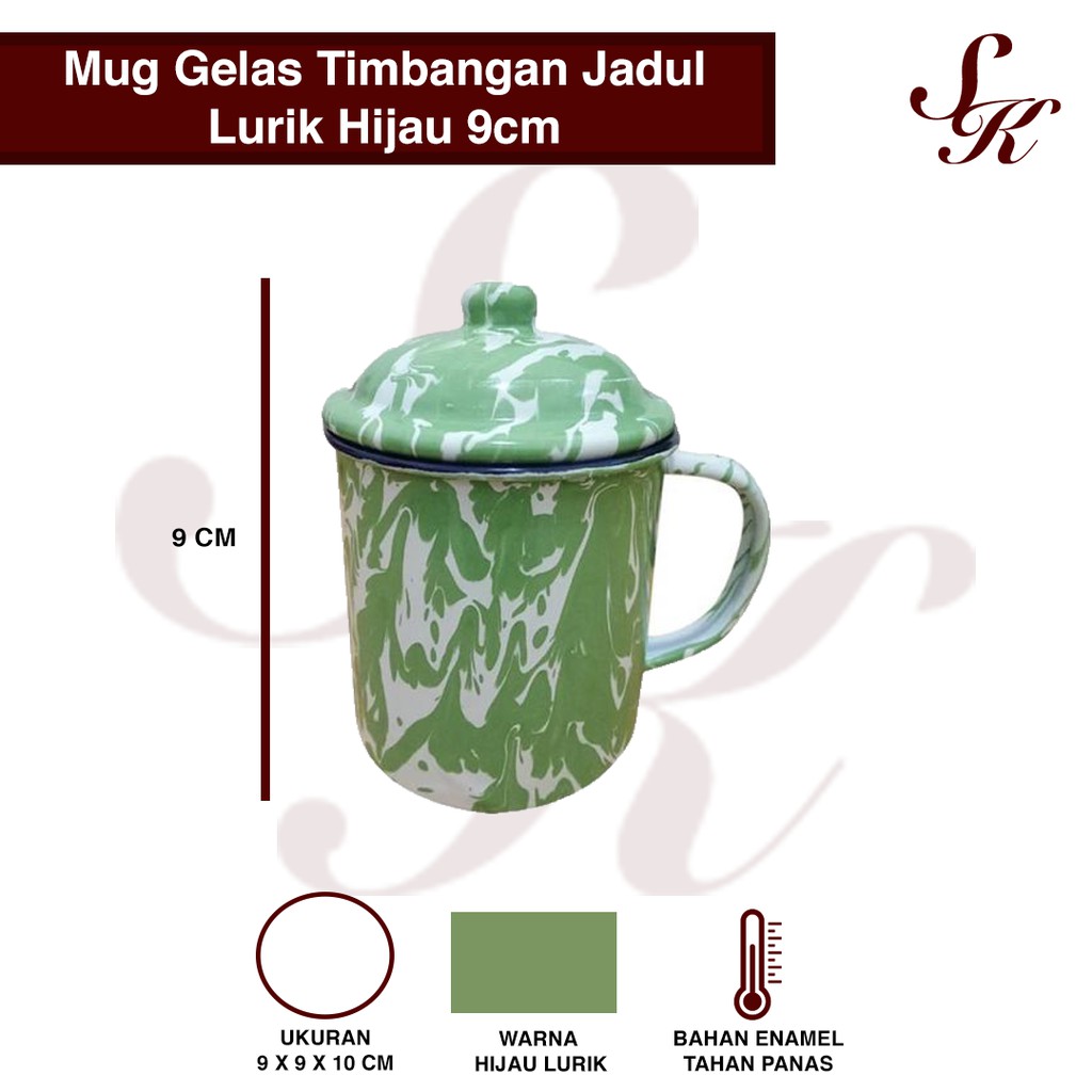  Gelas  Mug Timbangan Jadul Lurik  Hijau  9cm Shopee Indonesia