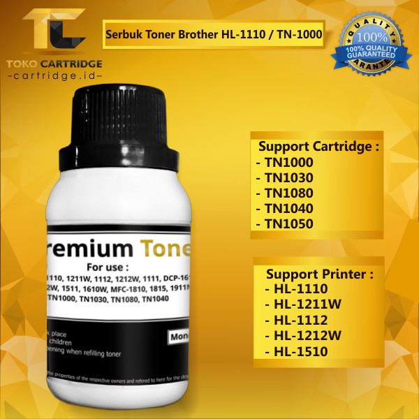 Serbuk Refill Brothr tn-1000 tn1000 Tn-1030 TN1040 TN1050 TN1060 TN10