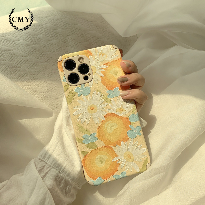 Jual Case Bahan Tpu Kulit Buatan Motif Lukisan Minyak Bunga Untuk