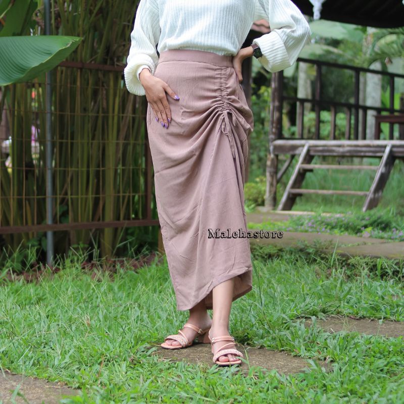Rok Serut Terbaru Malehastore rok crinkle bawahan wanita rok serut crinkle kekinian model modis-2