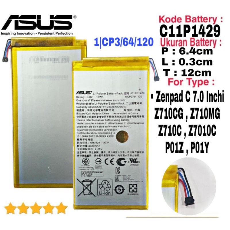 Baterai Original ASUS Zenpad C 7.0 Inchi Z710MG Z710C P01Z C11P1429