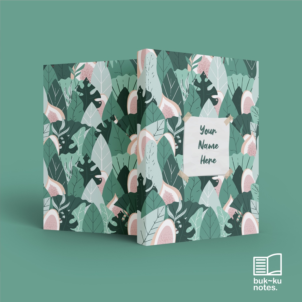 

Buku custom sekolah catatan kuliah tropical design notebook tumpukan daun 02