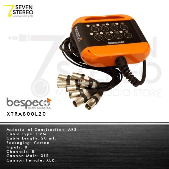 Bespeco XTRA800L20 Snake Cable 8 Input 20 Meter