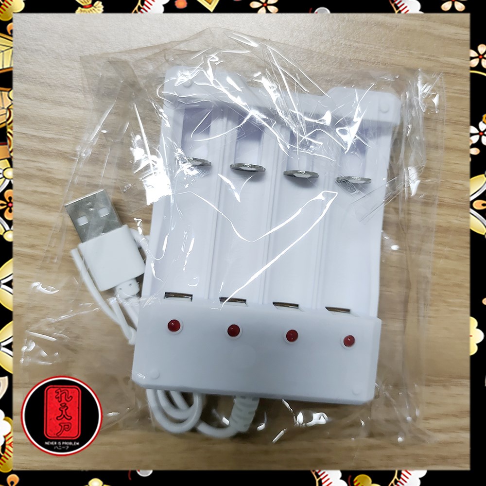 Charger Baterai USB Plug 4 slot for AA/AAA