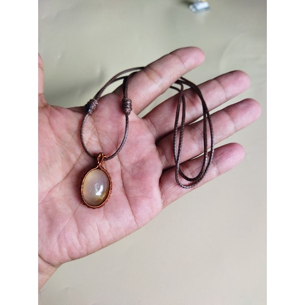 WIRE WRAPPING (N) kalung liontin batu combong