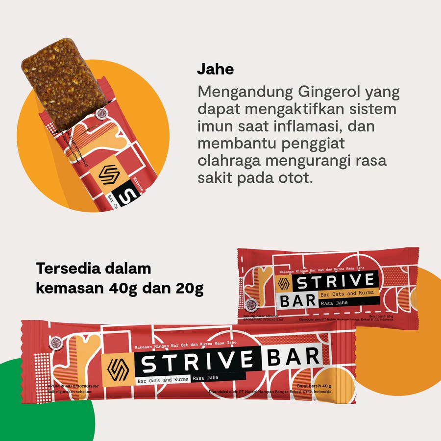 STRIVE BITE RASA JAHE ENERGY BAR 1BOX ISI 5PCS