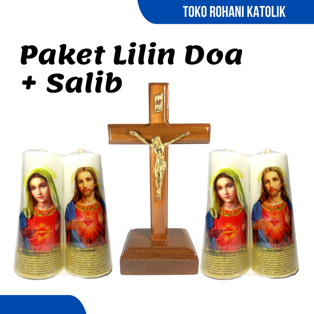 SALIB DUDUK KATOLIK (PAKET LILIN + SALIB DUDUK) SALIB MEJA KATOLIK / SALIB PATUNG YESUS